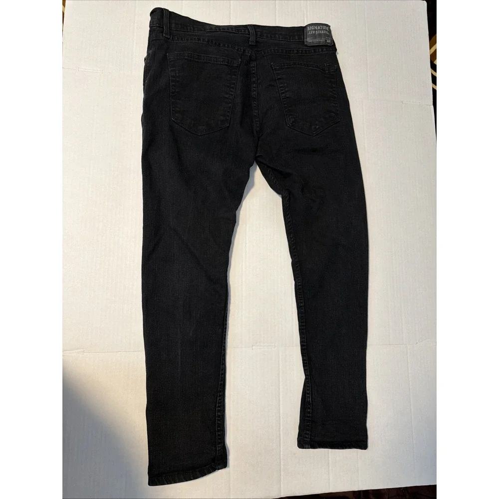 Men's Levi Strauss Signature 36X30 S37 Jeans Straight Leg Black Denim Work